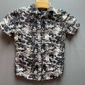 Topman Floral Shirt Mens S Black White Button Up Casual Modern